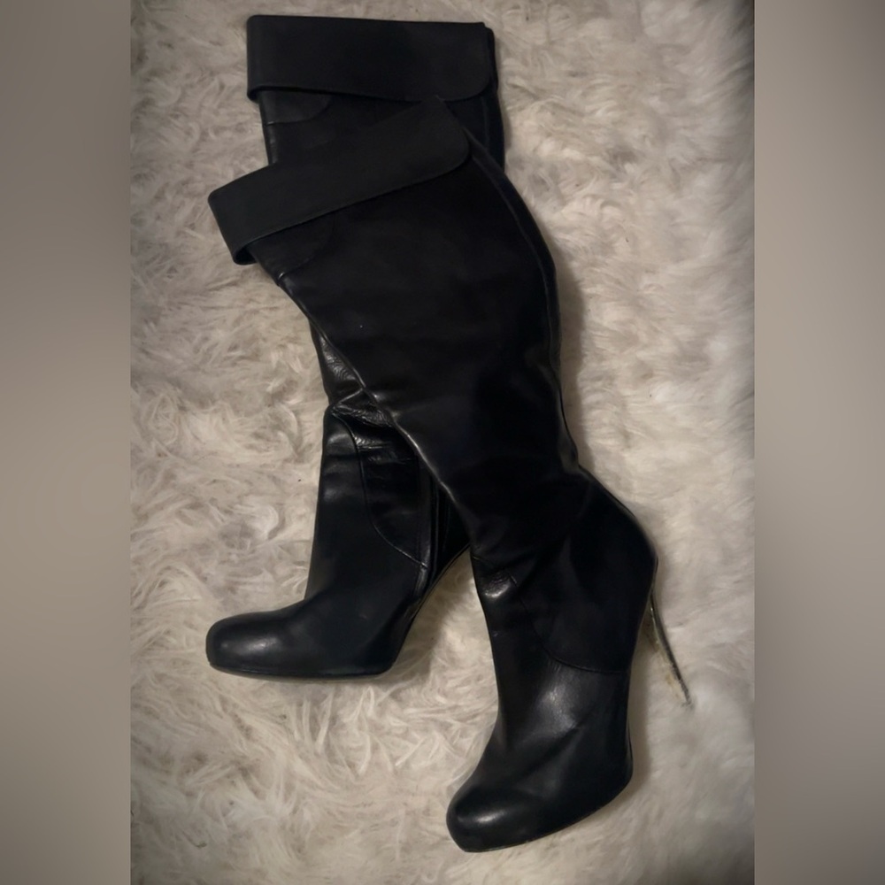Marciano | Women’s High Quality Black Leather Knee High Boots Heels Shoes